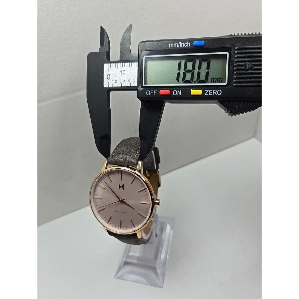 MVMT Boulevard Rosecrans 38mm Blush Dial Leather Quartz Watch New Battery